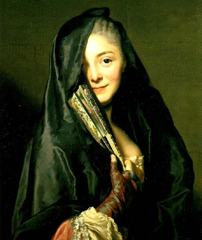 Alexander Roslin damen med slojan oil painting image